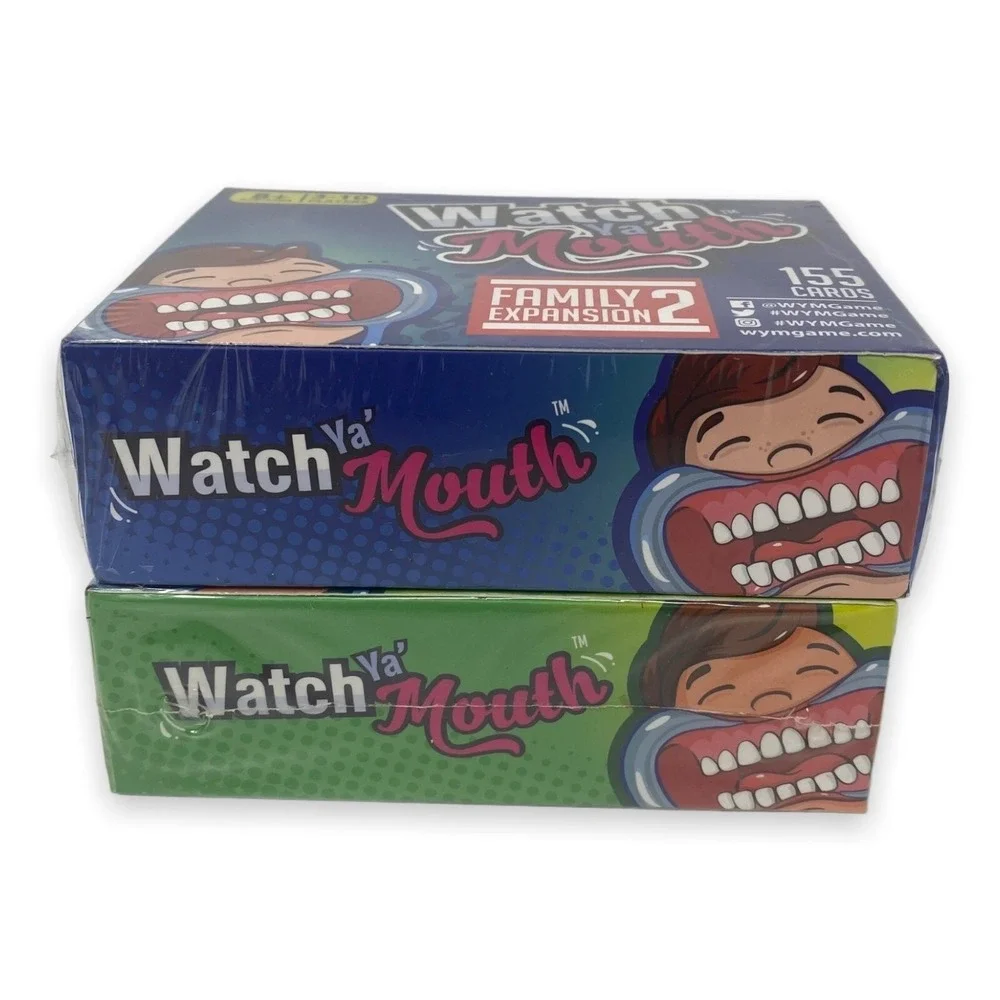 Watch Ya' Mouth Family Expansion 1 & 2 Party Game Set - 155 Cards Per Pack - NEW
